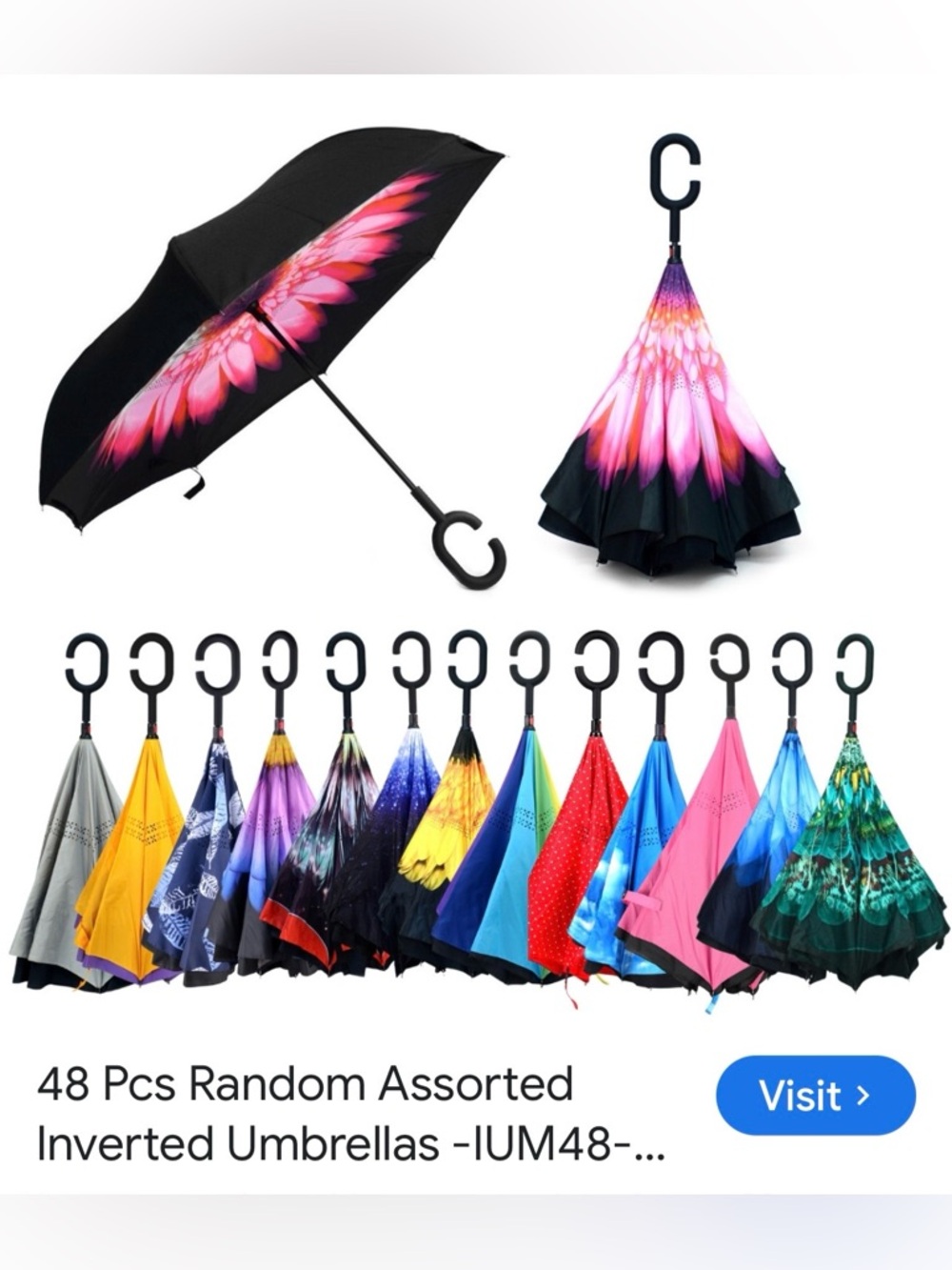 #1820* Galaxy Print Reverse Umbrella - Black & Purple - Picture 3 of 11